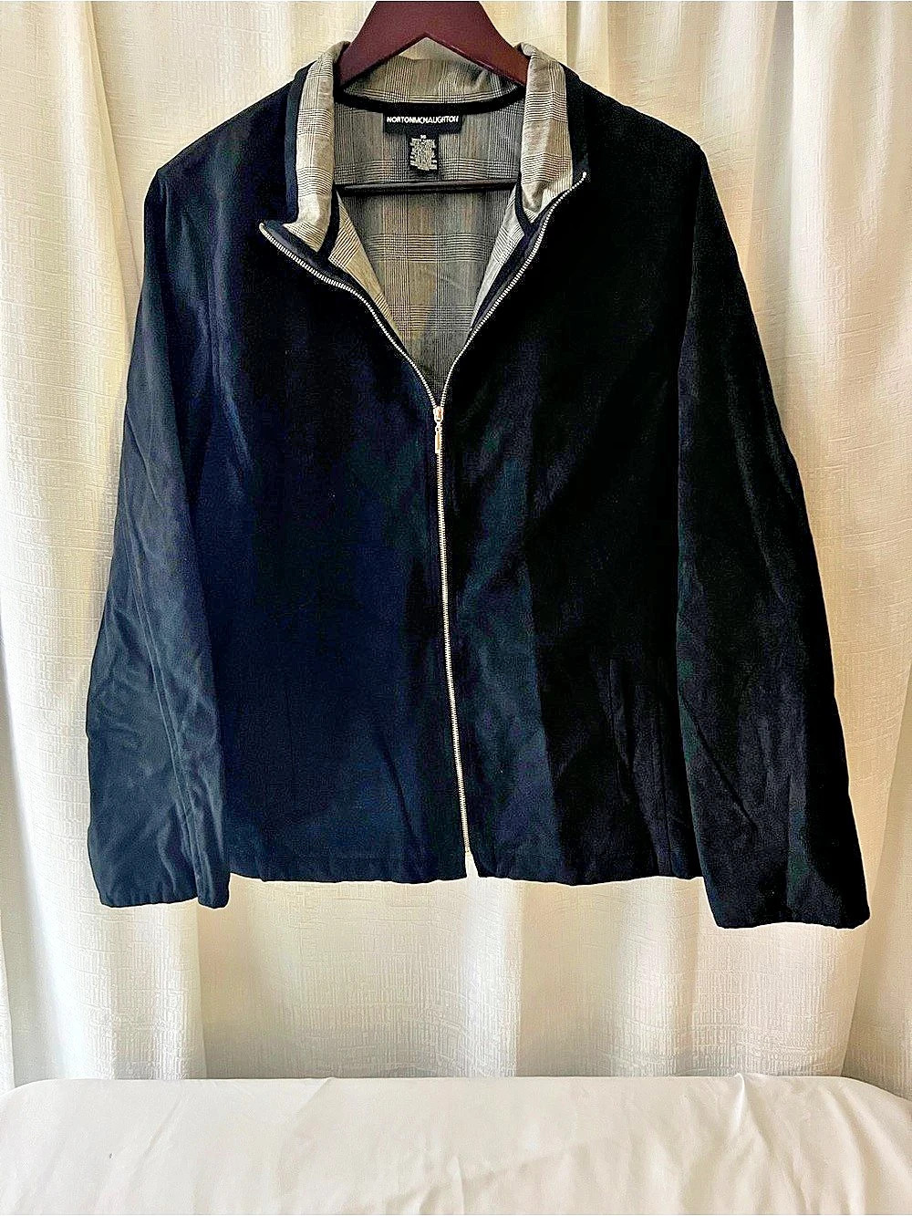 Norton McNaughton Plaid Trim Zip Jacket Size 16 Like New